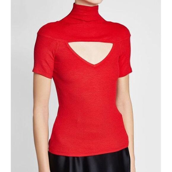 Beaufille women’s Zinner cutout ribbed stretch top in red size xs - Picture 1 of 11